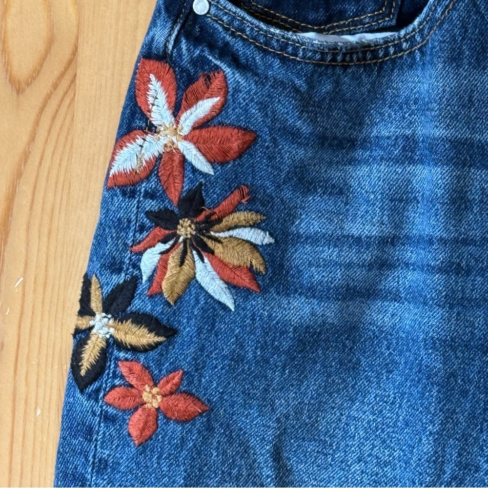 Driftwood Jordie Floral Embroidered Jeans 28 x 27 High Rise Straight Leg Boho - Picture 7 of 16